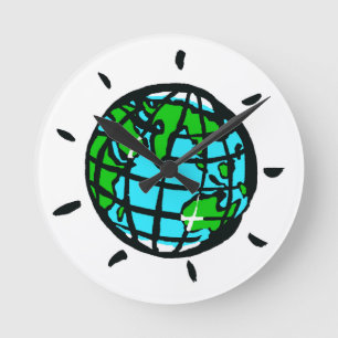 Horloge Ronde Planète graphique TERRE - Monde sauvage -