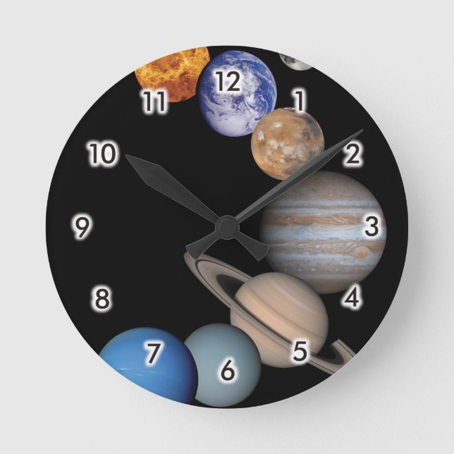 Horloge Ronde Planètes du système solaire (Recto)