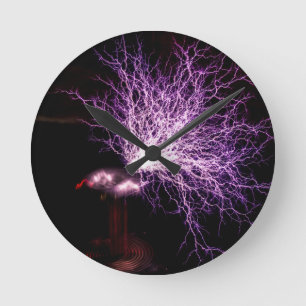 Horloge Ronde Plasma de bobine de Tesla