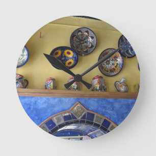 Horloge Ronde Plats et poterie mexicains de cuisine