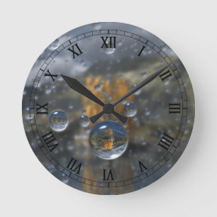 Horloge Ronde Pluie dans l'horloge en verre