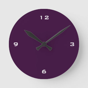 Horloge Ronde Plum foncé clair et chiffres blancs