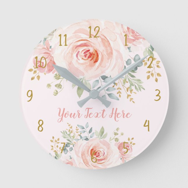 Horloge Ronde Plutôt Blush Rose or rose floral (Recto)