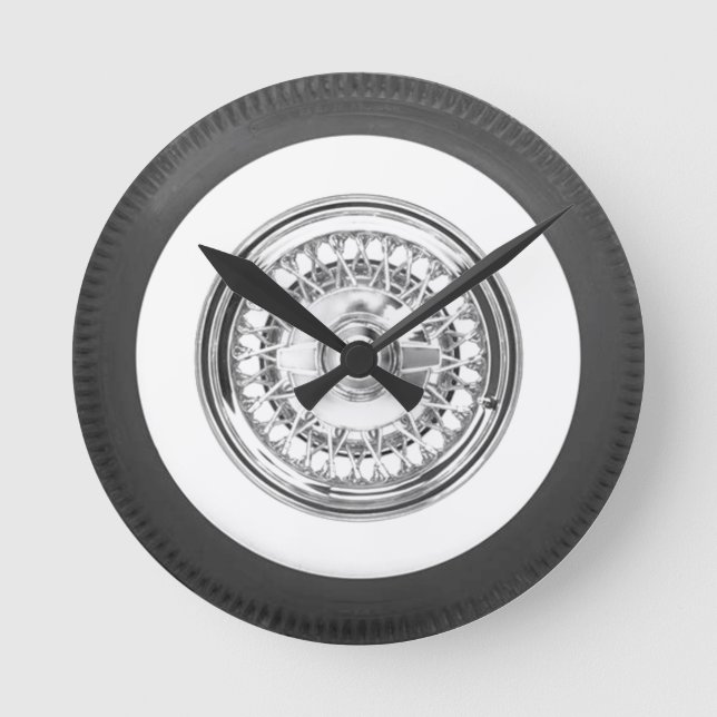 Horloge Ronde Pneu à paroi blanche (Recto)