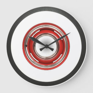 Horloge Ronde Pneu de mur blanc avec ceinture rouge grande horlo