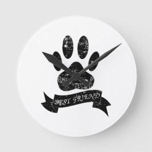 Horloge Ronde Poignée de chien détendue avec ruban