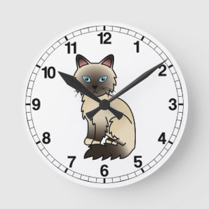 Horloge Ronde Point de phoque Birman / Ragdoll Chat