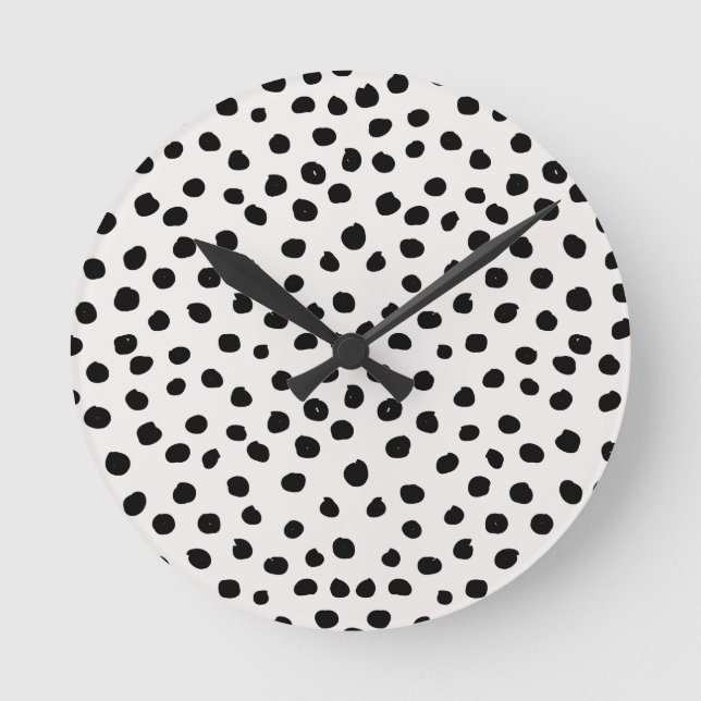 Horloge Ronde Points posters de animaux Noir Et Blanc Dalmatie (Recto)