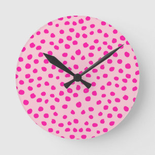 Horloge Ronde Points roses Preppy Points Posters de animaux mode