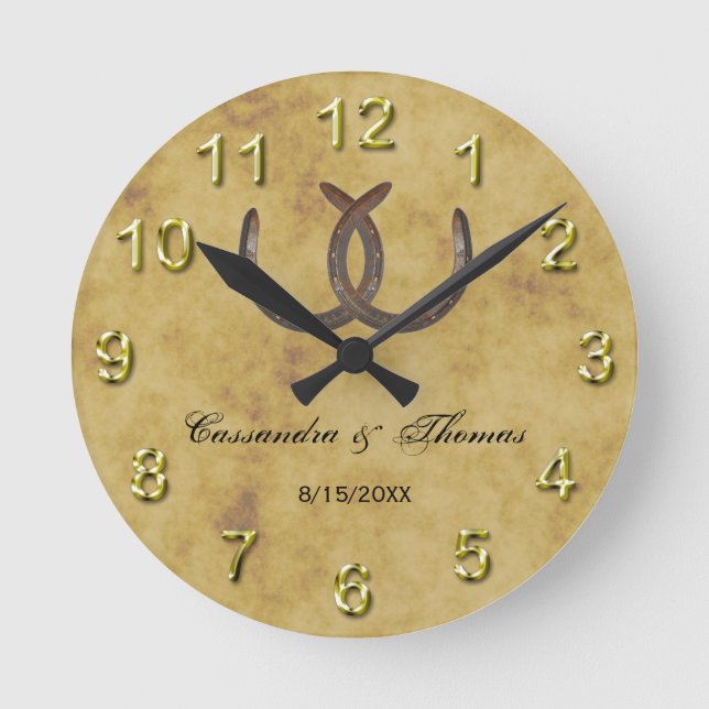 Horloge Ronde Poireaux rustiques en détresse BG (Recto)