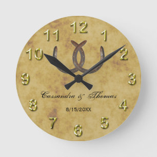 Horloge Ronde Poireaux rustiques en détresse BG