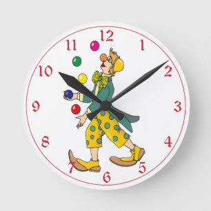 Horloge Ronde Pois coloré de jongleur de clown de cirque