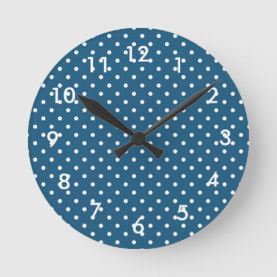 Horloge Ronde Pois en bleu foncé
