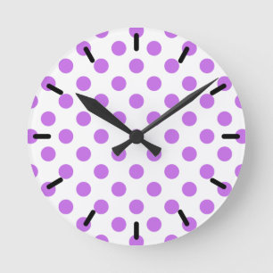 Horloge Ronde Pois lilas et blanc