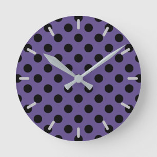 Horloge Ronde Pois noirs sur ultra violet
