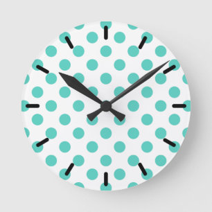 Horloge Ronde Pois turquoise