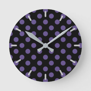 Horloge Ronde Pois ultra violets en noir