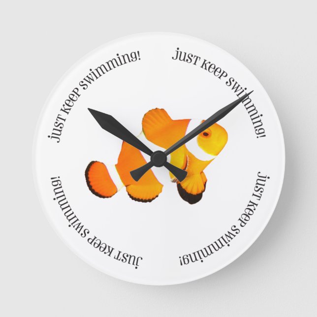 Horloge Ronde Poisson Clown Gardez Juste L'Horloge De Nage (Recto)