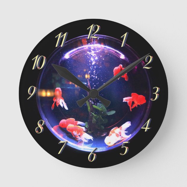 Horloge Ronde Poisson d'or dans un aquarium à poisson (Recto)