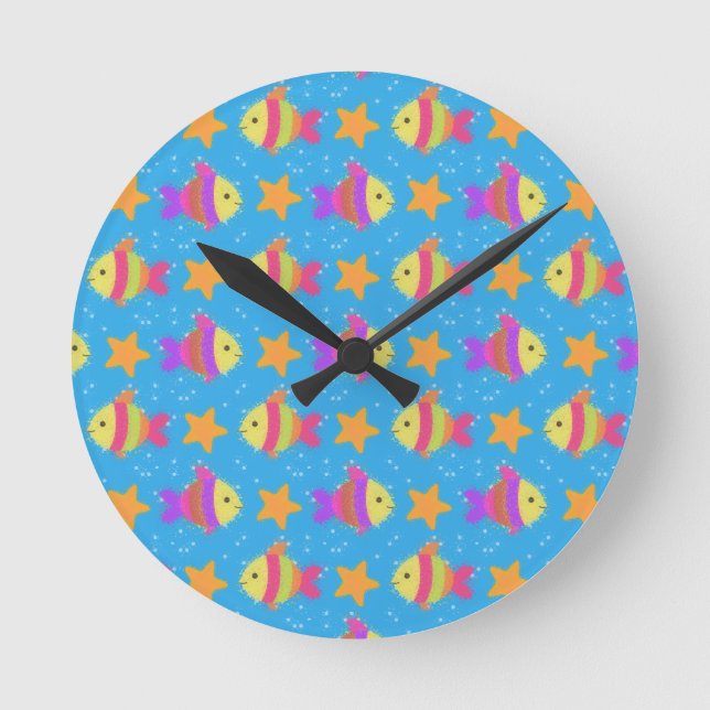 Horloge Ronde Poisson Et Motif D'Épée (Recto)