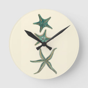 Horloge Ronde Poisson triplé aquamarine
