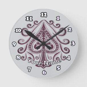 Horloge Ronde Poker Piques