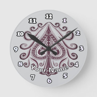 Horloge Ronde Poker Piques