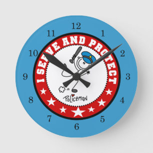 Horloge Ronde Policier qui sert et protège