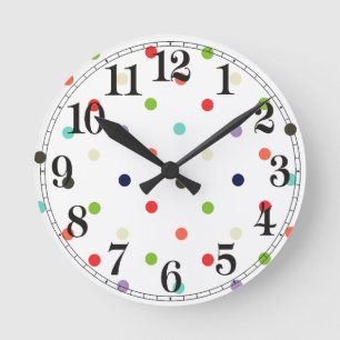 Horloge Ronde Polka-dot coloré confetti