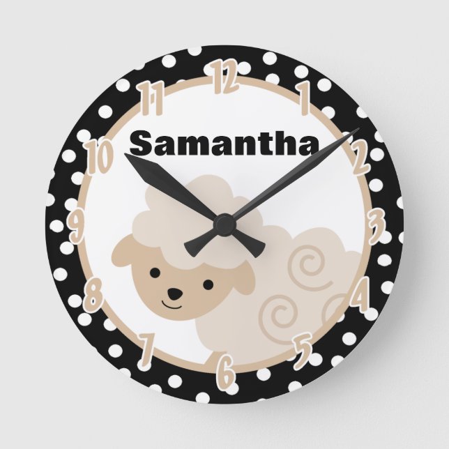 Horloge Ronde Polkadot Neutre Tan Country Agritourisme Mouton La (Recto)