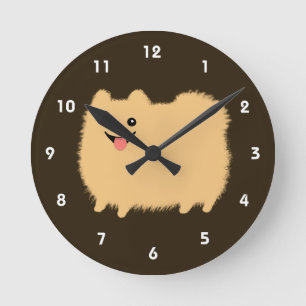 Horloge Ronde Pomeranian heureux - chien pelucheux mignon
