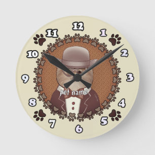 Horloge Ronde Pomeranian portant des lunettes