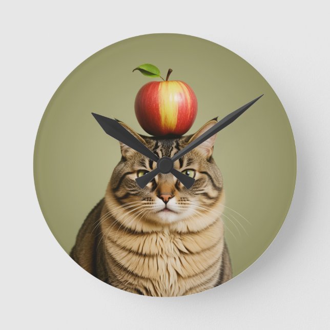 Horloge Ronde Pomme de chat (Recto)