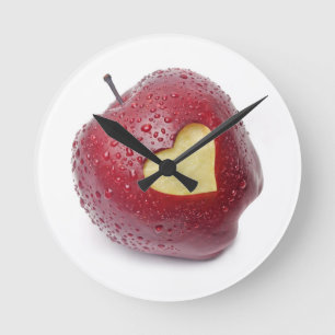 Horloge Ronde Pomme rouge fraîche avec un symbole en forme de