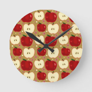 Horloge Ronde Pommes coupées en tranches par rouge