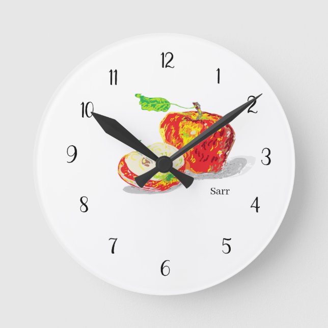 Horloge Ronde Pommes d'horloge murale acrylique (Recto)