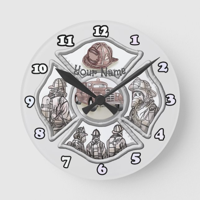 Horloge Ronde Pompier croisé maltais (Recto)