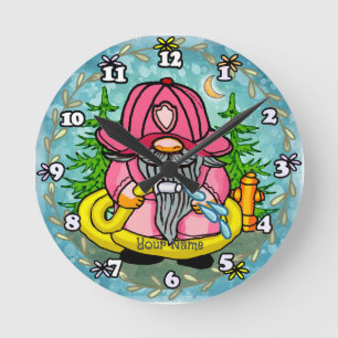 Horloge Ronde Pompier Gnome