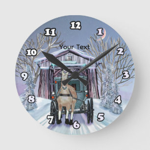 Horloge Ronde Pont couvert d'hiver amish