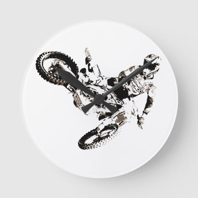 Horloge Ronde Pop Art Motocross Motorcyle Sport (Recto)