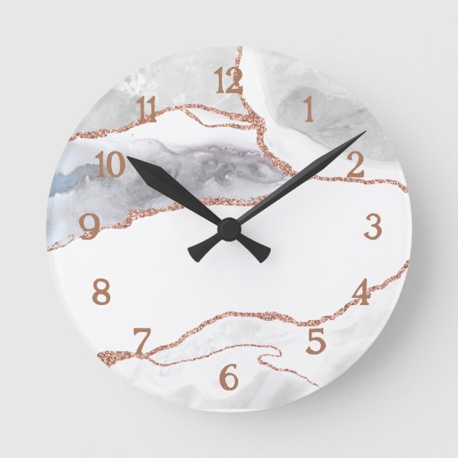 Horloge Ronde Porte de Parties scintillant de luxe White Rose Go (Recto)