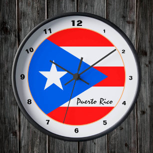 Horloge Ronde Porto Rico élégant, drapeau portoricain / Maison