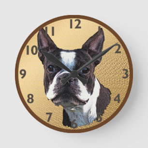 Horloge Ronde Portrait de Boston Terrier