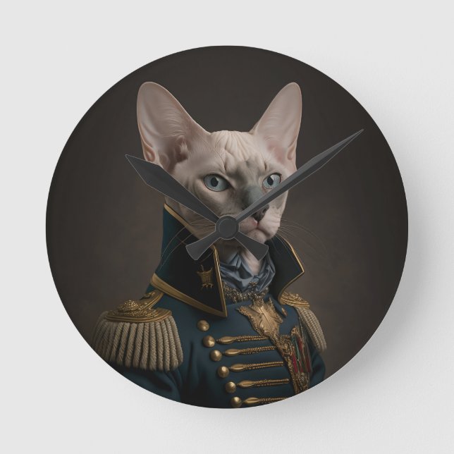 Horloge Ronde Portrait de chat Siamese chaton fantaisie (Recto)