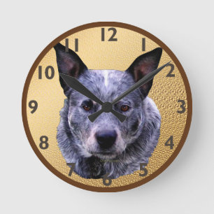 Horloge Ronde Portrait de chien de bétail australien