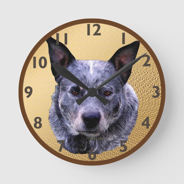 Horloge Ronde Portrait de chien de bétail australien (Recto)