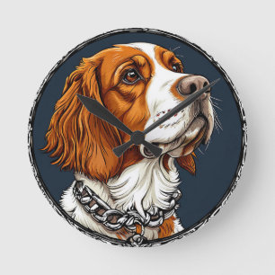Horloge Ronde Portrait de chien mettant l'accent sur les détails