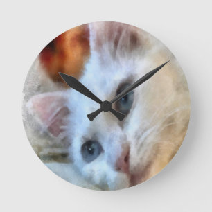 Horloge Ronde Portrait de Van Cat With Blue Eyes
