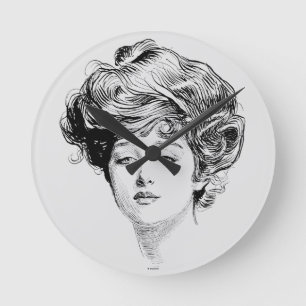 Horloge Ronde Portrait d'une fille de Gibson, 1900