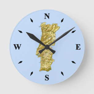 Horloge Ronde Portugal Map clock